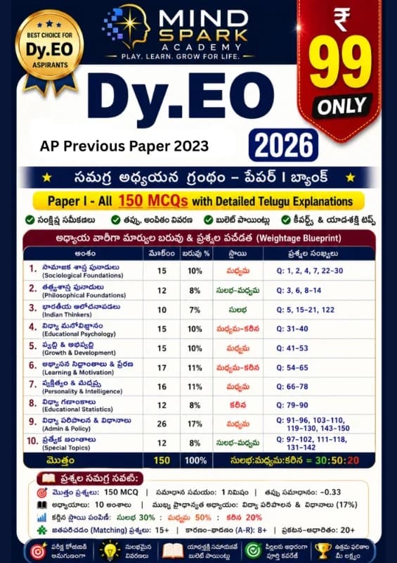 Paper I - All 150 MCQs with Detailed Telugu Explanations